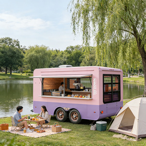 Kiosque alimentaire mobile extérieur en fibre de verre, camion de restauration rapide, chariot de vente de hot-dogs et de boissons - Product Image 1