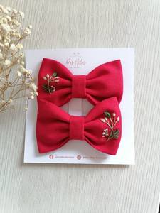 Pajarita Pre-Atada de Algodón Bordada con Diseño Floral <span class=keywords><strong>Personalizado</strong></span>, Duradera y Ecológica, Regalo de <span class=keywords><strong>Boda</strong></span> para Niña - Product Image 3