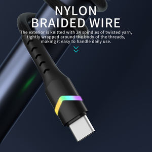 <span class=keywords><strong>Cable</strong></span> <span class=keywords><strong>de</strong></span> Carga Rápida USB a Tipo-C QC 3.0 con Luz LED Ambiental, <span class=keywords><strong>Cable</strong></span> <span class=keywords><strong>de</strong></span> Datos <span class=keywords><strong>de</strong></span> Carga Rápida <span class=keywords><strong>de</strong></span> Calidad 3A con Trenzado Resistente - Product Image 3