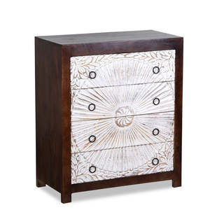 Cómoda de Estilo Tradicional con 7 Cajones, Cómoda Premium para Dormitorio con Herrajes de Latón Antiguo y Detalles Decorativos - Product Image 1