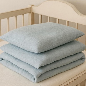 Juego de Fundas de Cuna de Lino Orgánico Cómodo para Bebé, Color Sólido Personalizado, Ropa de Cama Infantil, Sábanas para Cuna de Bebé al por Mayor, Nuevo con Borde Ondulado - Product Image 6