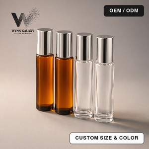 Botella de Vidrio Transparente de 10 ml con Rodillo, Desodorante en Roll-On, Suero para Cabello, Barba y Cuero Cabelludo, Surtido de Colores Transparentes Esmerilados, Fabricante - Product Image 1