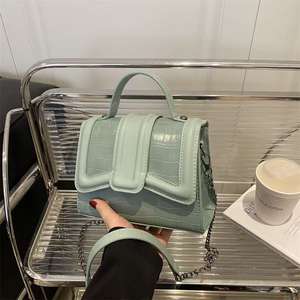 Textured Leather Design <b>Handbag</b> with Metal Buckle Shoulder Crossbody Bag - Product Image 4