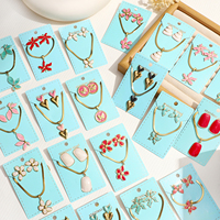 Set Perhiasan Enamel Baja Anti Karat Anti Air Mirawell Baru, Kalung Rantai Ular, Anting Kupu-kupu, Hati, Bunga