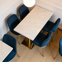 Ensemble de chaises de salle à manger en velours luxueux et table en marbre pour 2/4 personnes, mobilier commercial pour restaurant, café, bistrot