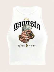 Top Corto Senza Maniche da Donna con Stampa Lettering Sexy, Stile Europeo, INS Hot Girl Club Streetwear Casual - Product Image 2