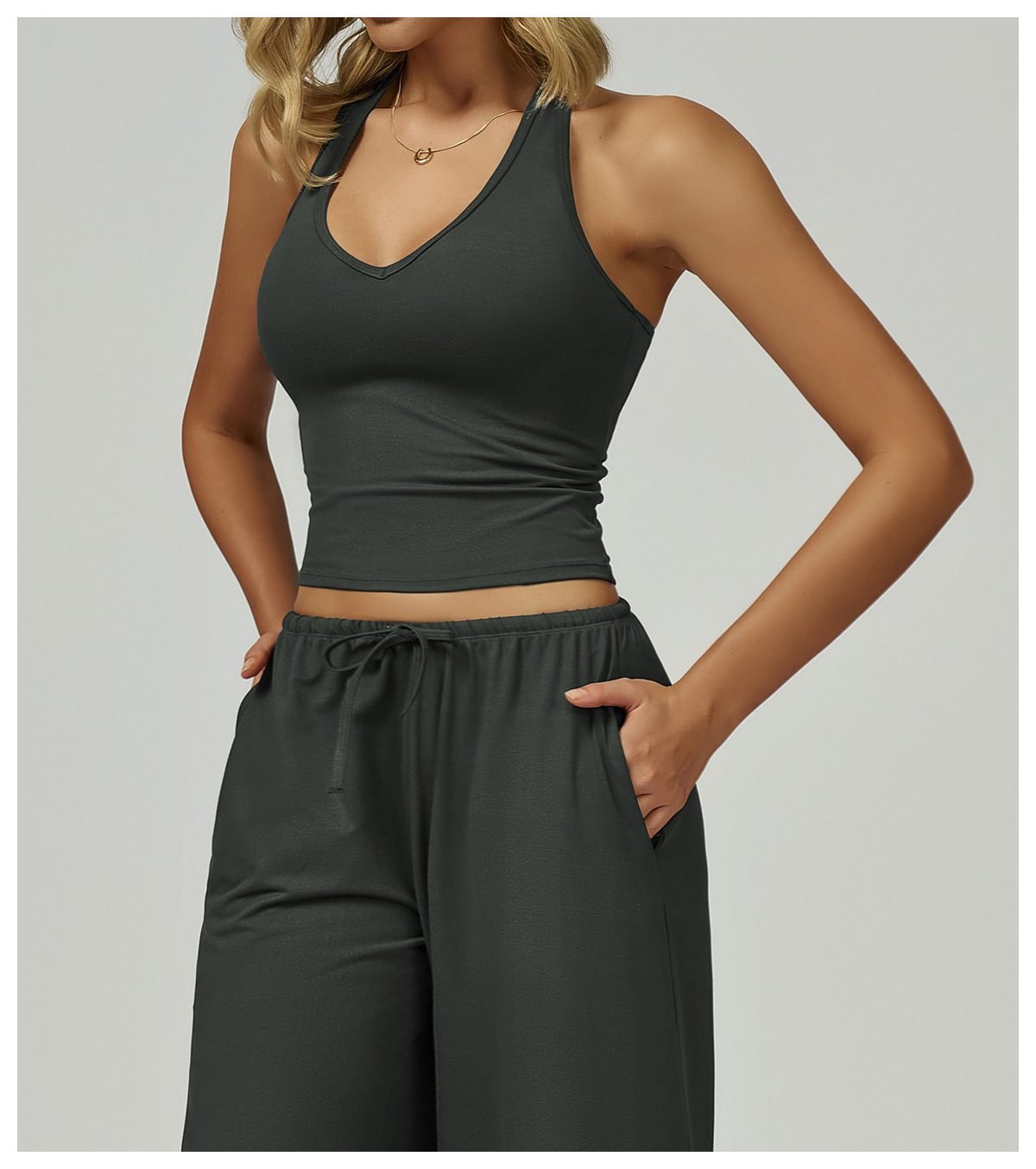 Lightweight Tie Back Workout Tank Top for Women V Neck Yoga Sleeveless Shirts Halter Camisole