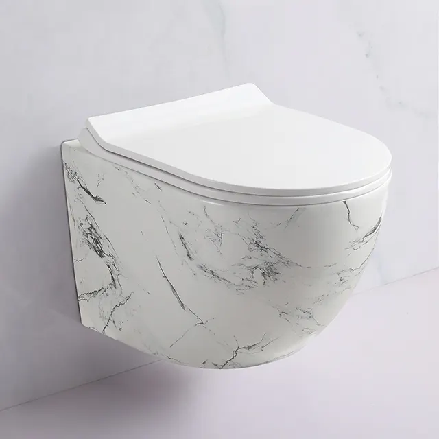 Marble Design Ceramic Wall Hanging Wc Inodoro Suspendido Tankless Prefab Color Toilet Bowl Wall Toilet Set