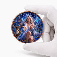 Pièce de collection commémorative en cuivre pur de 1 oz, thème Hiver et Noël, Déesse de la Neige et de la Glace, couleur 2D