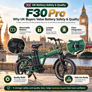 จักรยานไฟฟ้า QMWHEEL F30 Pro UK Stock รุ่น Long Range ขนาด 20 นิ้ว พับได้ กำลังไฟ 250W 48V 45Ah พร้อมตะแกรงหลังและ GPS - Product Image 2