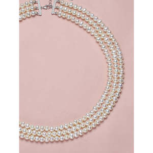 Collier de perles d'eau douce naturelles populaires pour femmes 2025, trois couches, multi-couches, rétro, à superposer sur une chaîne de pull - Product Image 6