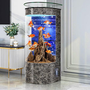 Modern Standing Half <strong>Round</strong> Large <strong>Fish</strong> <strong>Tank</strong> for Living Room with Self-Circulating Filtration and No Water Change Required - Product Image 5