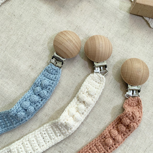 Clip para Chupón <span class=keywords><strong>de</strong></span> Bebé Hecho a Mano 100% con Algodón Orgánico, Estilo Boho, Cadena para Chupón <span class=keywords><strong>de</strong></span> Madera para Recién Nacidos - Product Image 5