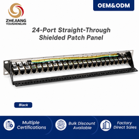 Panneau de brassage réseau modulaire blindé Cat6 24 ports, 19 pouces 1U, à montage en rack, STP RJ45