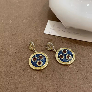 Pendientes de Aro de Moda con Diseño Retro Francés, Estilo Marino, Concha, Perla y Flor, Joyería para Mujer, Venta al por Mayor - Product Image 3