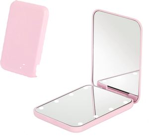 Custom Personalized 1X/2X Magnification LED Light Dual Sided Pocket <b>Foldable</b> Handheld Portable Cosmetic <b>Mirror</b> - Product Image 1