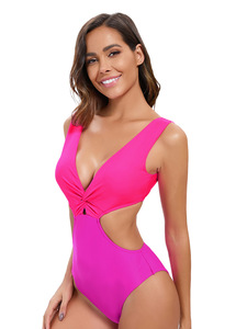 Maillot de bain de fitness une pièce à motif uni pour femmes européennes et américaines, vêtements de plage sexy - Product Image 5