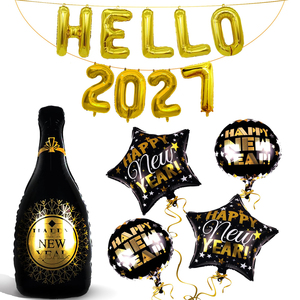 Kit di Palloncini per Decorazioni Festa Capodanno 2027, Oro Nero Rosa Champagne, Stelle in Foil, Palloncini Digitali in Lattice, Accessori per la Vigilia di Capodanno - Product Image 1