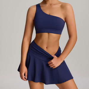 Conjunto de Vestido de Tenis para Mujer, Top Deportivo de un Hombro, Falda, Ropa Deportiva Transpirable para Gimnasio, Fitness, Golf, Ropa Deportiva de Verano - Product Image 1