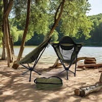 Chaise de camping pivotante Zentopia à dossier haut en aluminium avec maille respirante, rotation à 360 degrés, pliable pour la pêche