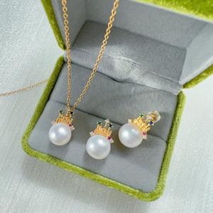 Ensemble collier et boucles d'oreilles en or 14 carats plaqué or de haute qualité avec perle d'eau douce naturelle, style château de princesse, pour bijoux fins - Product Image 4