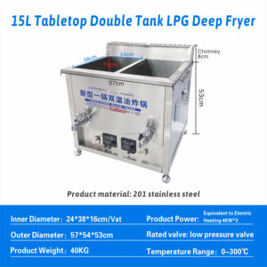 Friggitrice Professionale Hansu 30L a Doppio Serbatoio GPL con Doppia Cesta e Sistema di Scarico Olio per Ristoranti Affollati - Product Image 3