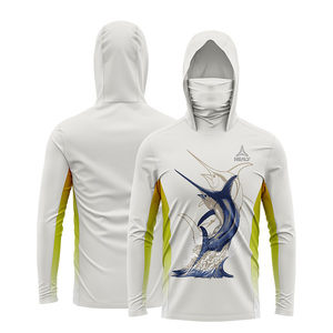 Sweat à capuche de pêche UPF 50 personnalisable pour homme avec cache-cou à manches longues respirant à séchage rapide 100% polyester chemise de protection solaire - Product Image 1