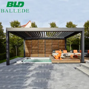 Cenador con persianas de protección solar y lluvia personalizado jardín exterior aluminio impermeable pérgola pabellón bioclimático