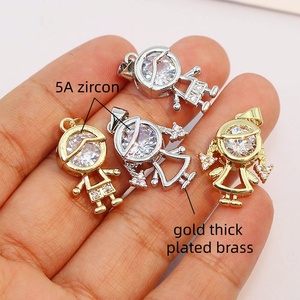 CZ8882 Bling, plaqué or 18 carats, micro CZ, zircone cubique, breloques pour enfants, filles et garçons, meilleurs amis, couples, pour la fabrication de bijoux - Product Image 2