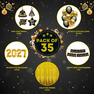 Decorazioni per Festa <span class=keywords><strong>di</strong></span> <span class=keywords><strong>Capodanno</strong></span> 2027, Striscione Oro Rosa e Nero 'Felice Anno Nuovo', <span class=keywords><strong>Stelle</strong></span> 4D, Foil, Lattice, Sfondo in Tessuto, Tenda, Kit in Plastica - Product Image 5