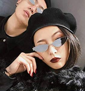 <span class=keywords><strong>Cat</strong></span> Eyes unisexe lunettes de soleil légères <span class=keywords><strong>UV</strong></span> <span class=keywords><strong>400</strong></span> Protection cadre en métal coloré voyage à la mode miroir petites lunettes mignonnes - Product Image 1