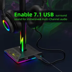 Rgb Lights with Type-c Usb Ports Gaming Holder for All Headsets Gamers <b>Pc</b> Accessories Desk Headphone Lights - Product Image 3