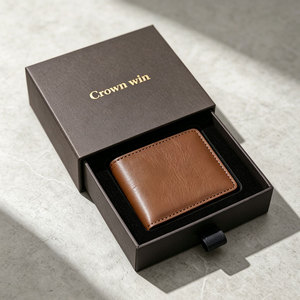 Elegant Custom Eco-friendly for Certified Rigid Wallet Drawer Box with Sponge Lining Gold Foil Logo for Gift Packaging - Product Image 3