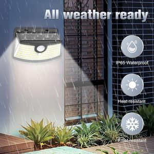 ไฟ LED พลังงานแสงอาทิตย์120ใหม่6000K สำหรับติดผนังกันน้ำมุมกว้าง270 IP65ไฟติดผนังในสวน2ปี - Product Image 4