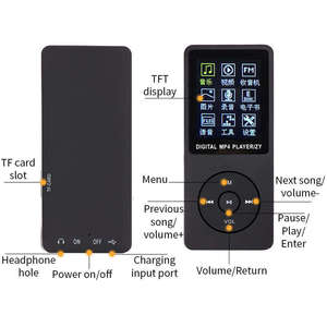 เครื่องเล่น MP3 แบบพกพาขนาดบางเฉียบ 1.8 นิ้ว พร้อมปุ่มกดแบบกายภาพ วิทยุ FM ในตัว และช่องใส่การ์ด TF ขยายความจุได้ เหมาะสำหรับนักเรียน เดินทาง ออกกำลังกายกลางแจ้ง - Product Image 6