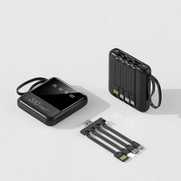 Mini chargeur portable Banques d'alimentation mobiles avec câbles intégrés Banque d'alimentation à charge rapide Banque d'énergie mince 10000mAh LOGO cadeau personnalisé
