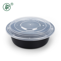 32OZ Runde BPA-freie PP To-Go Fast-Food-Behälter Wiederverwendbare Schwarze Einweg-Plastik-Bento-Lunchbox für Restaurants