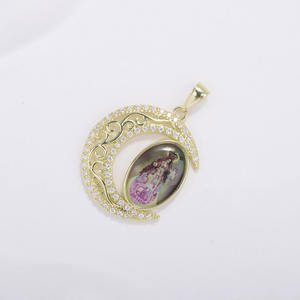 Nuevo Collar de Moda con Colgante de Luna de Cobre, Joyería Religiosa con Foto, Amuleto <span class=keywords><strong>del</strong></span> <span class=keywords><strong>Santo</strong></span> <span class=keywords><strong>Rosario</strong></span> de Fátima, Cadena Figaro de Guadalupe, Regalo - Product Image 6