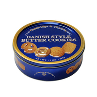 Boîtes de conserve rondes directes d'usine pour gâteau emballage en étain à biscuits au beurre de qualité alimentaire bonbons au chocolat personnalisés Biscuit en métal