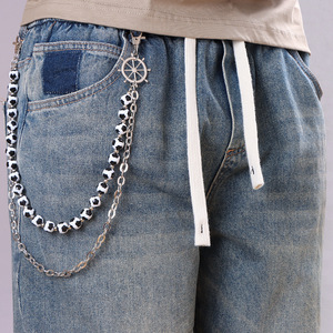Double Layer Soccer Ball Waist <b>Chain</b> Zinc Alloy Punk Style <b>Jeans</b> Hanging <b>Chain</b> Daily Wear Fashion Body <b>Chain</b> - Product Image 2