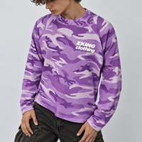 Chemises à manches longues en coton gaufré avec logo personnalisé et impression en relief, T-shirts gaufrés camouflage entièrement imprimés numériquement – Vente en gros