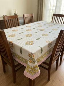 Cream Floral Tablecloth Cotton <b>Dining</b> <b>Table</b> Cover Yellow Print <b>Table</b> Linen Kitchen Decor Washable <b>Table</b> Cover - Product Image 2