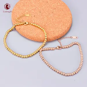 Top Sellers Unisex Jewelry Gold Filled Solid Ball Beads Wrist Bands Stainless Steel Handmade Bead Ball Strand Chain Bracelet