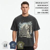 T-shirt à manches courtes pour homme, col rond, délavé à l'acide, design OEM personnalisé, décontracté, de haute qualité, style vintage streetwear