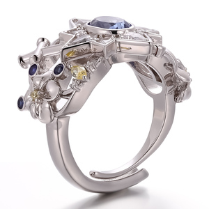 Anillo de Plata de Ley 925 con Gema de Laboratorio Personalizada, Diseño de Moda, Piedra Principal Ovalada, Zafiro Azul Cultivado en Laboratorio para Hombre y Mujer - Product Image 4