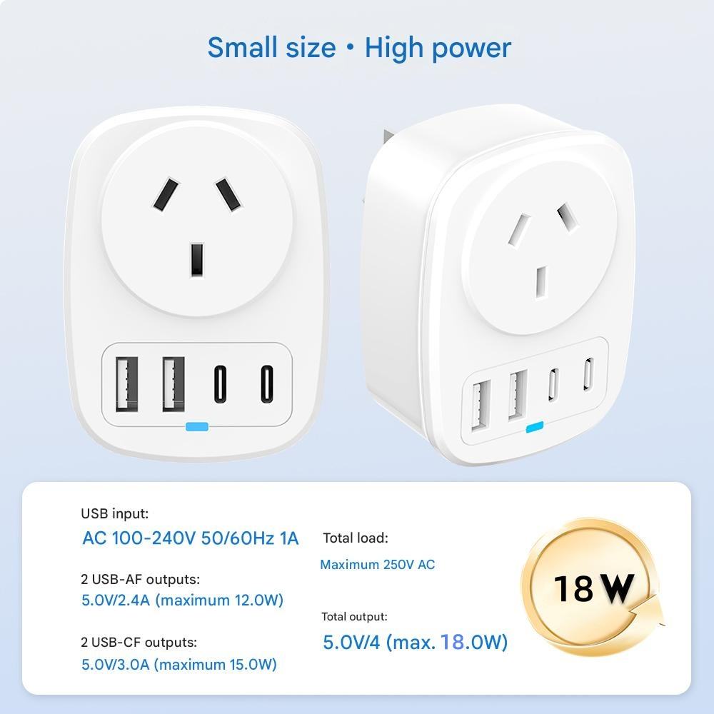 HONPNK Australian Standard Universal Mobile Phone Charging Adapter Multifunctional Travel Socket 2U2C with Premium Packaging