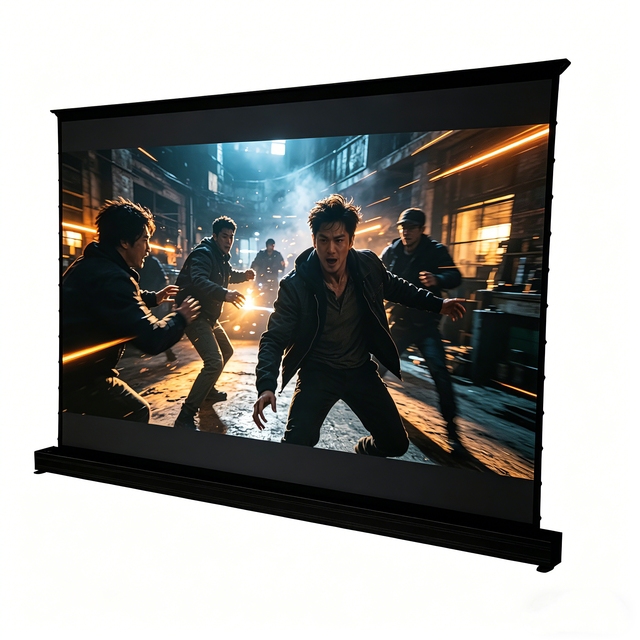 100 Inch HD 4K Moterised Tab-Tension Floor Rising Projector Screen Portable Home Cinema Electric Pull up Projector Screen