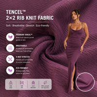 Bestseller Lyocell 93% Spandex 7% 250GSM 2x2 Rippstrick Ökofreundlicher Weicher Stretch-Stoff für T-Shirts Kleider Babykleidung