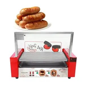 Gril à hot-dog en acier inoxydable durable électrique commercial Offre Spéciale populaire Hot-dog à 7 rouleaux faisant la machine