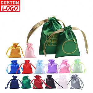 Bolsas de satén púrpura con cordón, <span class=keywords><strong>bolsa</strong></span> satinada con logotipo impreso, garantía de Comercio de <span class=keywords><strong>Alibaba</strong></span> - Product Image 1